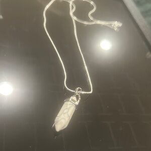 Elegant Silver Necklace with White Pendant